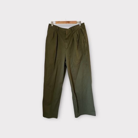Gap Pleated Wide Khaki Coastal Minimalist Pants In Army Green Size 16 - Picture 2 of 13